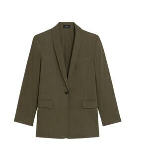 Theory Good Shawl Collar Linen Blend Blazer in Dark Olive Size 6 New with Tags‎